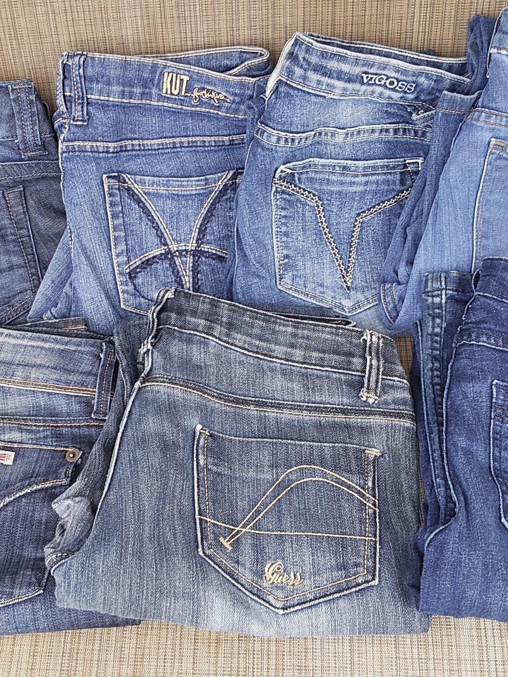 Lot of 7 Women’s Designer Jeans – Size 28 – Mixed Premium Brands